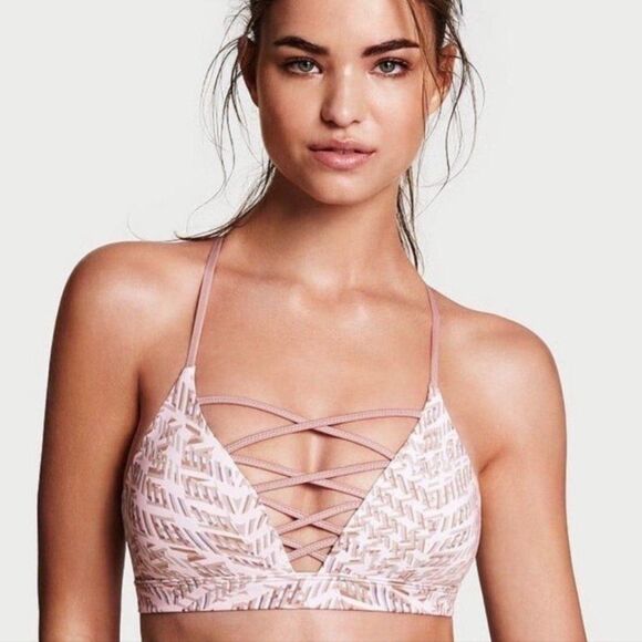 Victoria's Secret Lace-Up Sports Bra lightly padded- Size Small - Picture 1 of 6